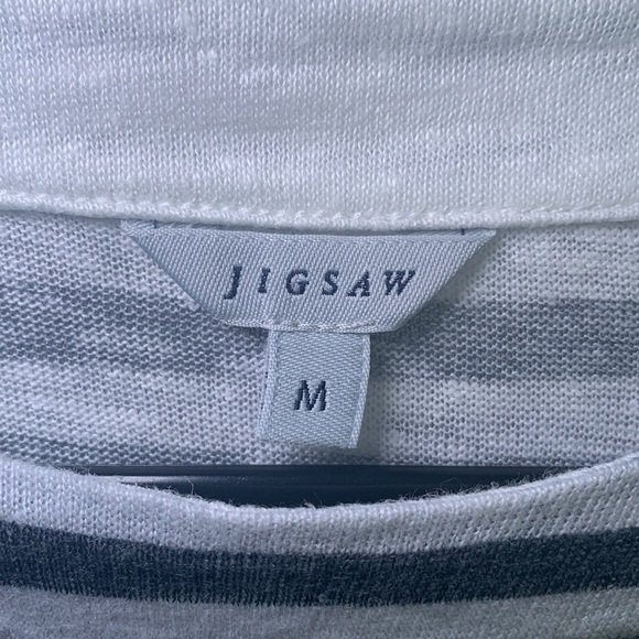 Jigsaw pink and blue striped linen top size medium - Picture 2 of 7